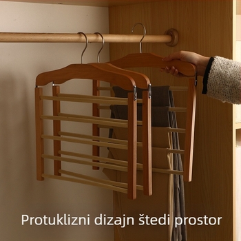 Držač za hlače od drveta – moderan minimalistički stil, protuklizni, višeslojni, mogućnost prilagodbe