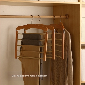 Držač za hlače od drveta – moderan minimalistički stil, protuklizni, višeslojni, mogućnost prilagodbe