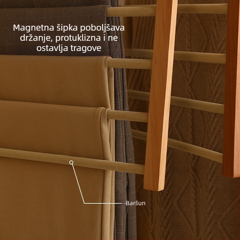 Držač za hlače od drveta – moderan minimalistički stil, protuklizni, višeslojni, mogućnost prilagodbe