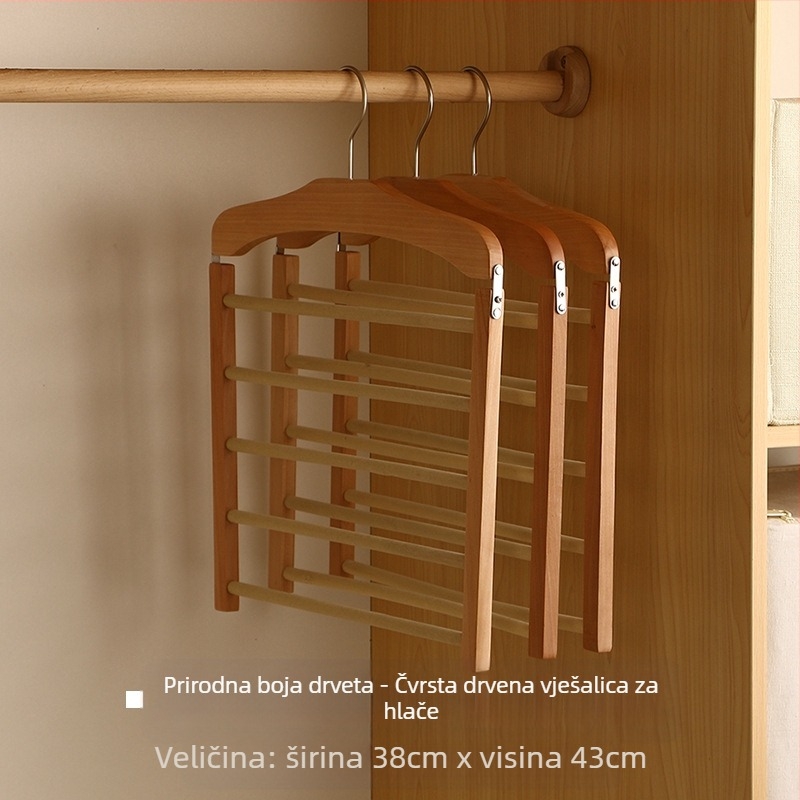 Držač za hlače od drveta – moderan minimalistički stil, protuklizni, višeslojni, mogućnost prilagodbe