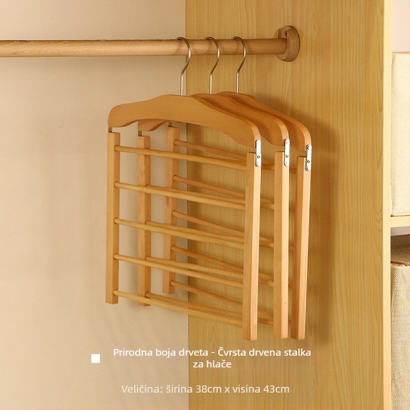 Držač za hlače od drveta – moderan minimalistički stil, protuklizni, višeslojni, mogućnost prilagodbe