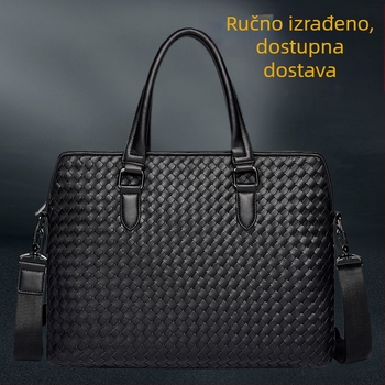 Ručno tkana muška poslovna torba s kariranim uzorkom, podstava od poliestera, ETONWEAG