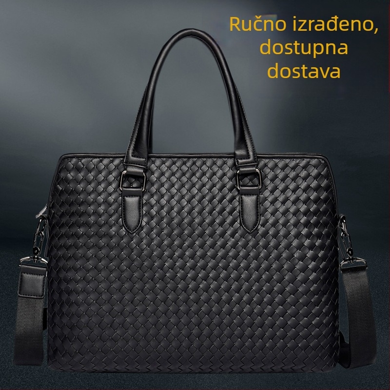 Ručno tkana muška poslovna torba s kariranim uzorkom, podstava od poliestera, ETONWEAG