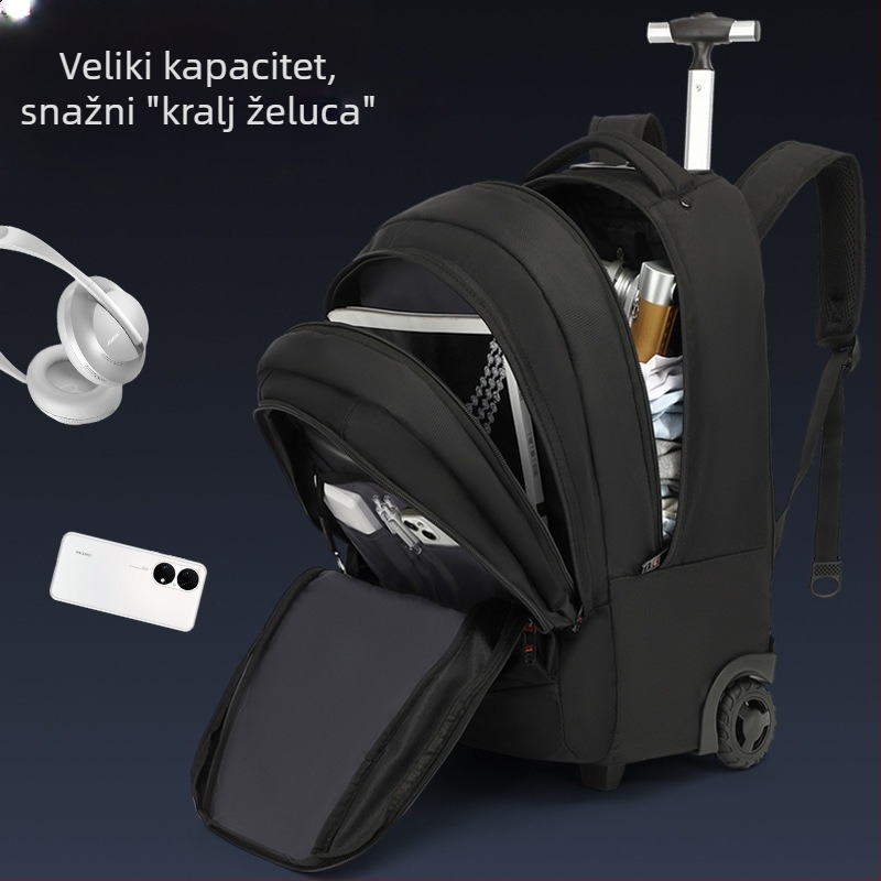 KINGSGEAR ruksak od Oxford tkanine s kolima za vuču; prozračan, vodootporan i otporan na habanje; zaštita kralježnice; zakrivljene naramenice; namijenjen za školu.