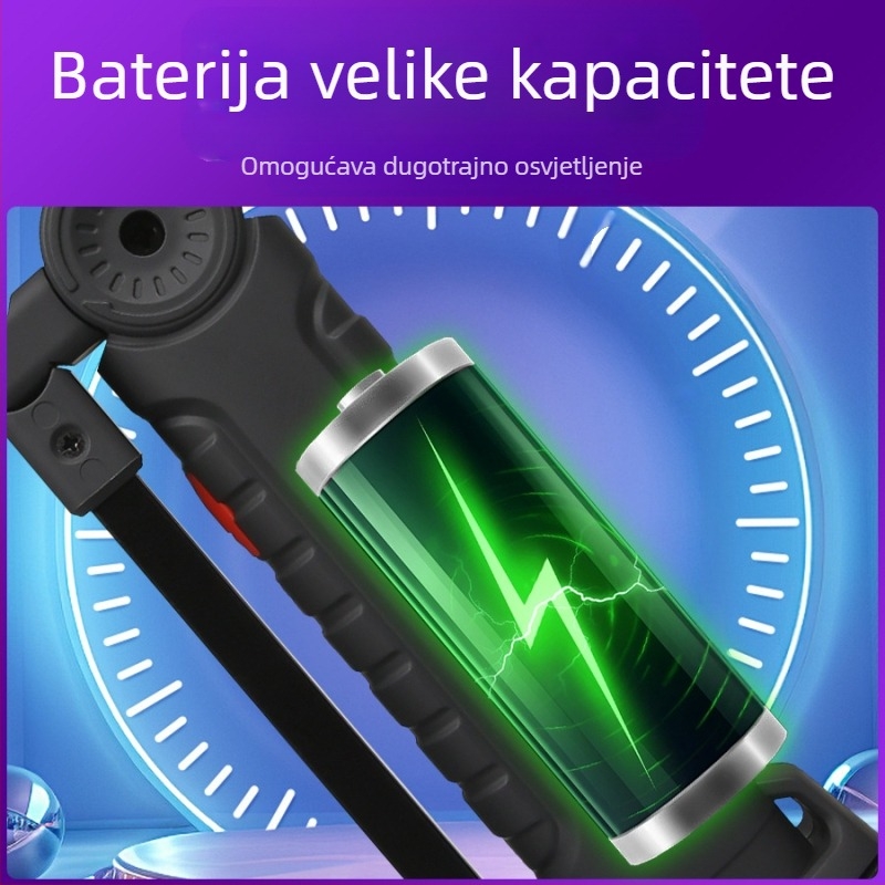 Prijenosno vanjsko LED radno svjetlo – višezdrojna rasvjeta, napajanje putem punjenja, 10W, 1200mAh, 360° okret, domet do 500 m