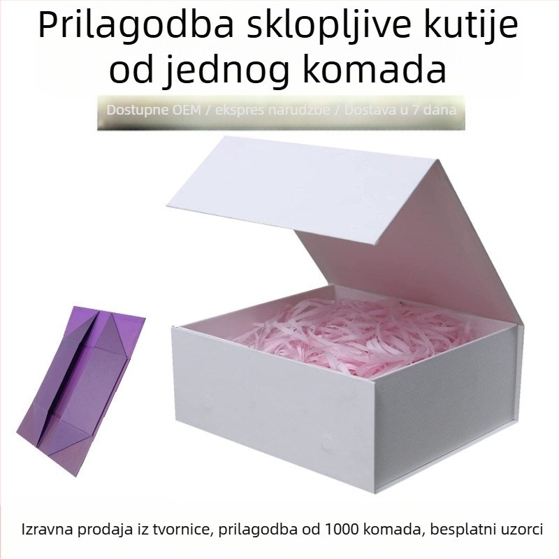 Sklopiva kutija za darove s magnetskim zatvaračem, Podrijetlo: Jingdezhen, Materijal: dvostrani bakar papir, Marka: Walin, Tolerancija: 0,1 cm, Obrada: Bump, Stil: Light Luxury