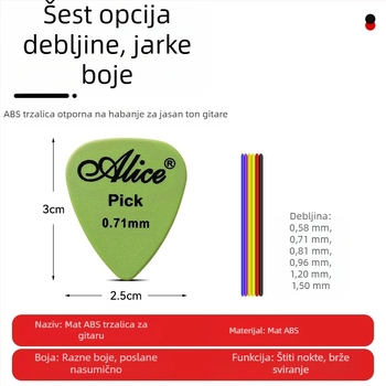 Alice set od 100 pikova za gitaru i ukulele, ABS materijal, različite debljine 0.58-1.5 mm