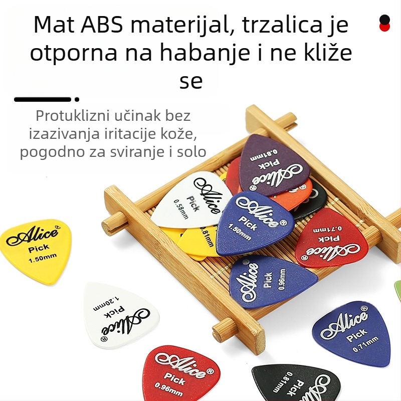 Alice set od 100 pikova za gitaru i ukulele, ABS materijal, različite debljine 0.58-1.5 mm