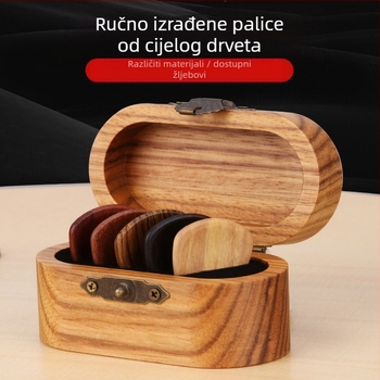 Ručna kutija od masivnog drveta za gitarne plektri — kutija za pohranu, drvena kutija za dar