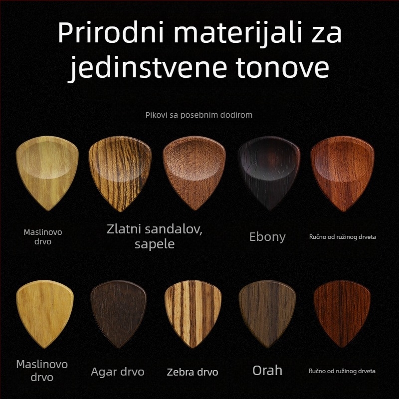 Ručna kutija od masivnog drveta za gitarne plektri — kutija za pohranu, drvena kutija za dar