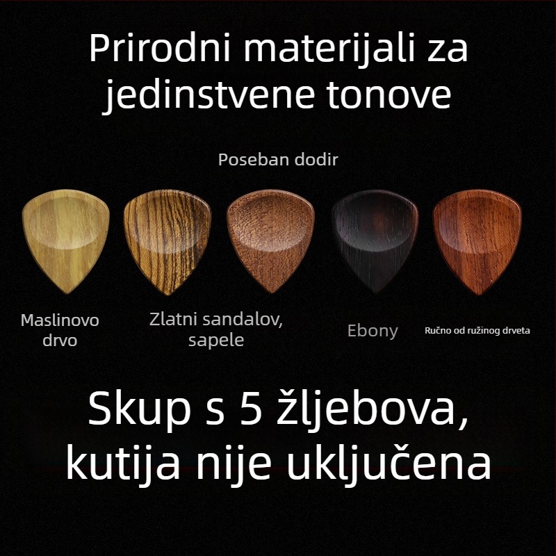 Ručna kutija od masivnog drveta za gitarne plektri — kutija za pohranu, drvena kutija za dar