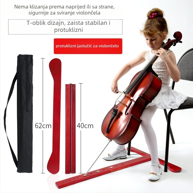 Juyifang T-oblik protuklizna podloga za violončelo, drvena konstrukcija, model: Cello anti-slip mat, pakiranje u papirnatu kutiju, za glazbene instrumente