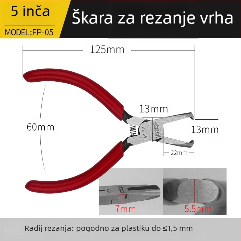 Sitli antimagnetne elektroničke kliješta – ravne čeljusti, tanke usta, ravna glava