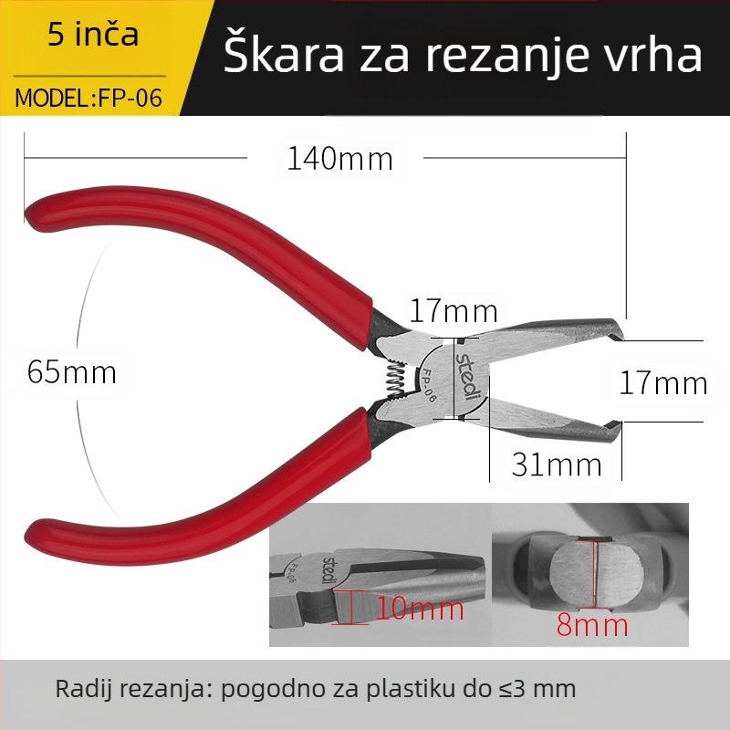 Sitli antimagnetne elektroničke kliješta – ravne čeljusti, tanke usta, ravna glava