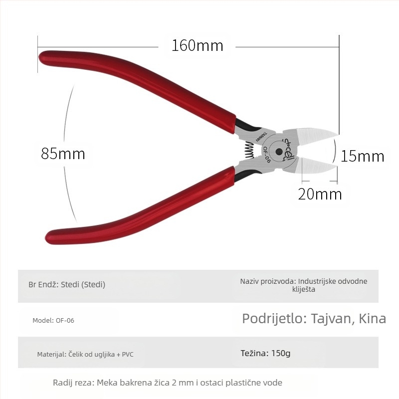 Sitli antimagnetne elektroničke kliješta – ravne čeljusti, tanke usta, ravna glava