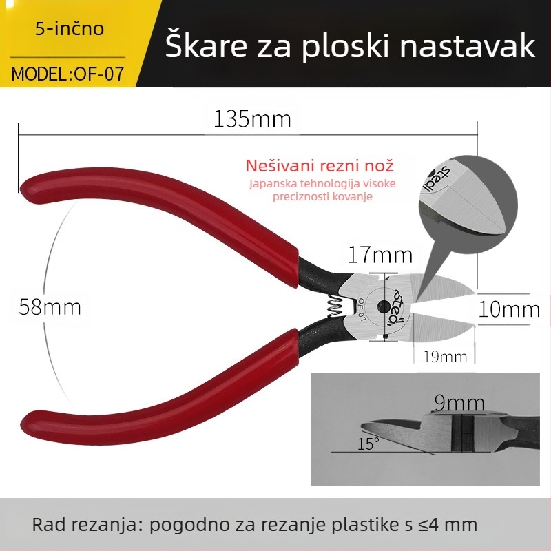 Sitli antimagnetne elektroničke kliješta – ravne čeljusti, tanke usta, ravna glava