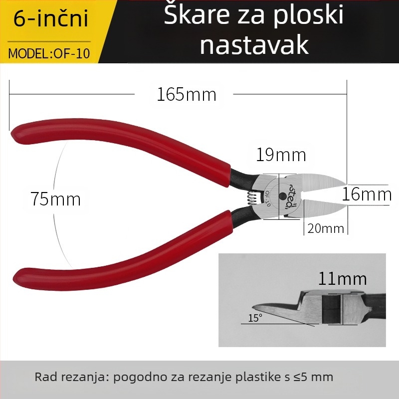 Sitli antimagnetne elektroničke kliješta – ravne čeljusti, tanke usta, ravna glava