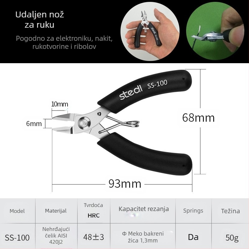 Sitli antimagnetne elektroničke kliješta – ravne čeljusti, tanke usta, ravna glava