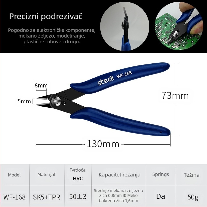 Sitli antimagnetne elektroničke kliješta – ravne čeljusti, tanke usta, ravna glava