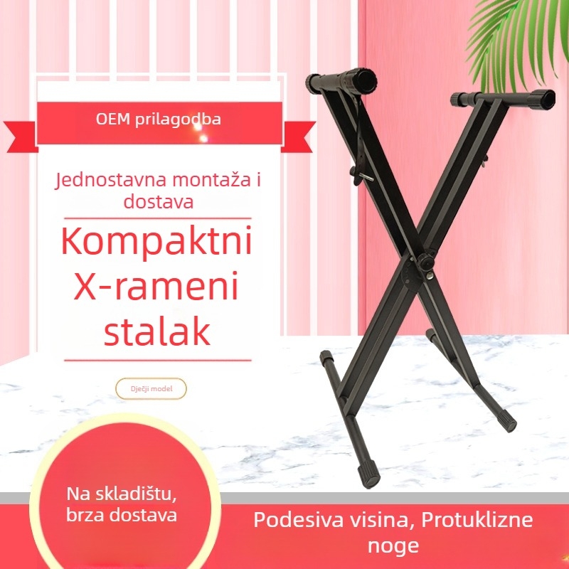 Sklopivi stalak za elektronički organ s malim paralelnim šipkama, odvojivi stalak tipa X