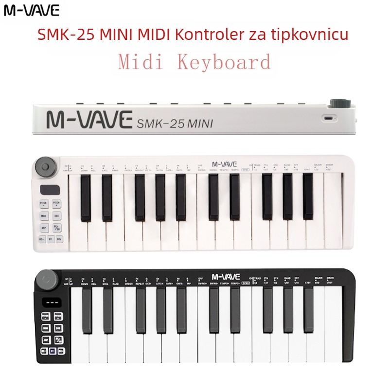M-VAVE SMK-25 MINI MIDI kontroler tipkovnice, prenosivo ABS kućište, 25 tipki