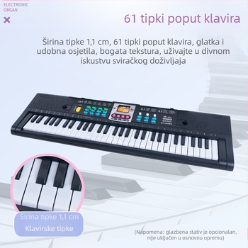 Dječja elektronička tipkovnica: 61 tipki, multifunkcionalna s mikrofonom i napajanjem; materijal: plastika; porijeklo: Fujian; dobna skupina: 4-6 godina; 3C certifikacija 2014152202012591
