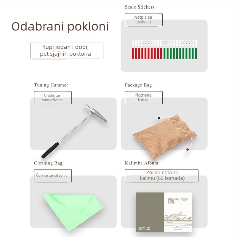 Kalimba s pločom od 21 tonova, Hluru Class B visoko kvalitetan model, profesionalno pakiranje