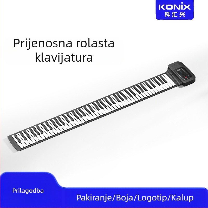 PA88M 88-tipki prijenosni silikonski električni klavir za početnike, model PA88M, 88 tipki, silikonska konstrukcija, do 50 demo pjesama, manje od 100 zvukova