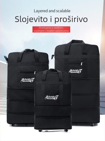 Putna torba s kotačićima - Oxford platno, prozračna, vodootporna, izolirana, otporna na habanje, proširiva.