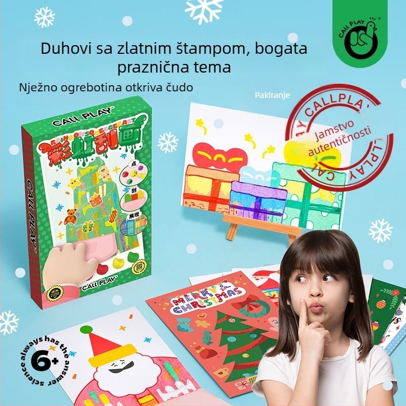 Answer Duck DIY set za djecu – Scratch Art, papirnata umjetnost, uključuje oznaku za knjigu i razglednicu, uzrast 3-6 godina, pakiranje: papirnata kutija