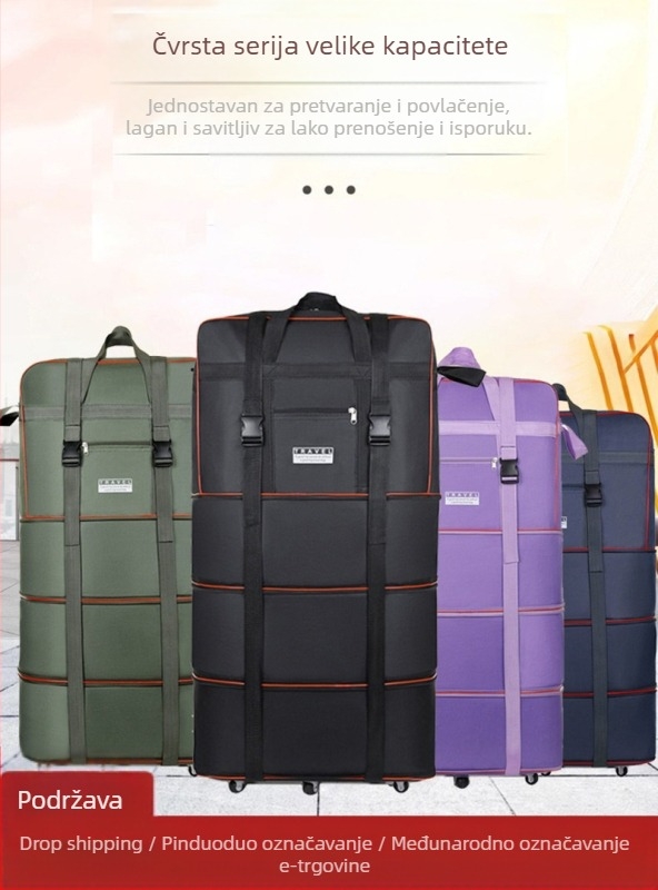 Feiyi putna torba 56-75L s Oxford materijalom, vodootporna, sklopiva, s teleskopskim kotačima