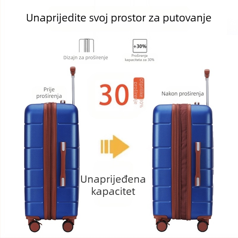 Putna torba velike kapacitete ABS-PC, TSA zaključavanje s kodom, univerzalni kotači, odjeljak suho/mokra, držač za telefon, proširenje