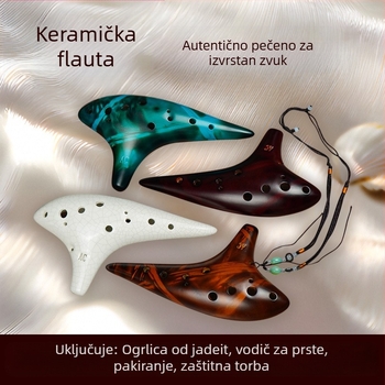 SALA keramička ocarina, 12-otvora Alto C, uz lancu za nošenje, zaštitnu torbicu i karticu za poziciju prstiju