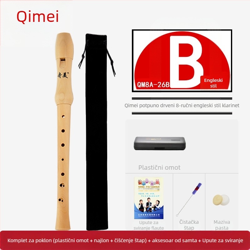 Qimei drveni klarinet s osam rupa, njemački sustav, barokni stil