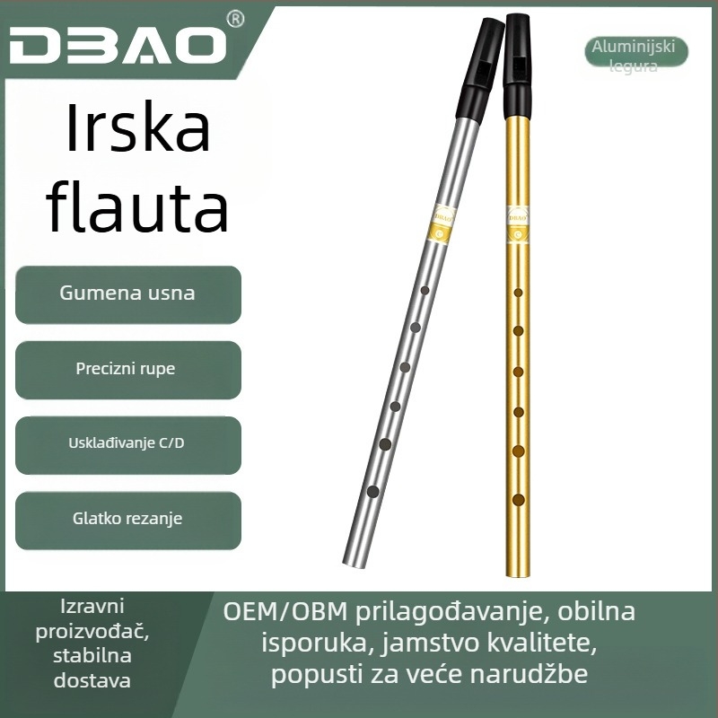 irska zviždaljka-flauta sa šest rupa, tijelo od bakar-smola-aluminijske legure, ključevi C i D