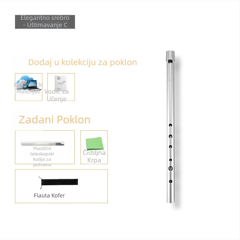 irska zviždaljka-flauta sa šest rupa, tijelo od bakar-smola-aluminijske legure, ključevi C i D
