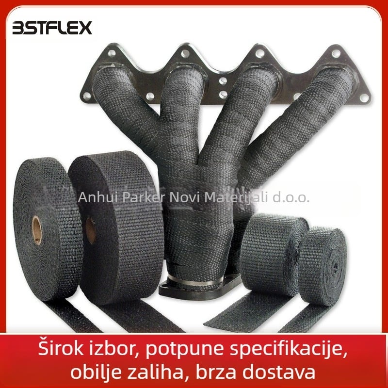 Izolacijska traka od titanovih vlakana za izduv motocikla, vatrootporna, otporna na 1300°C, radna temperatura 900°C, širina 25–100 mm