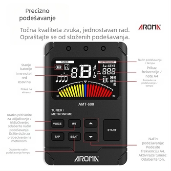 Arnoma AMT-600 Metronom i tuner za duvne instrumente, violinu i violončelo – 3-u-1