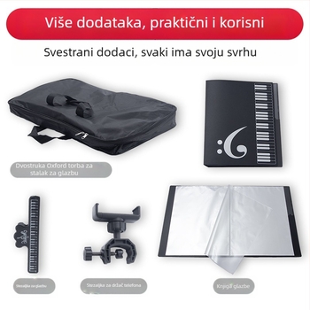 Prijenosni sklopivi stalak za note, podesiva visina, pogodan za gitaru i klavir
