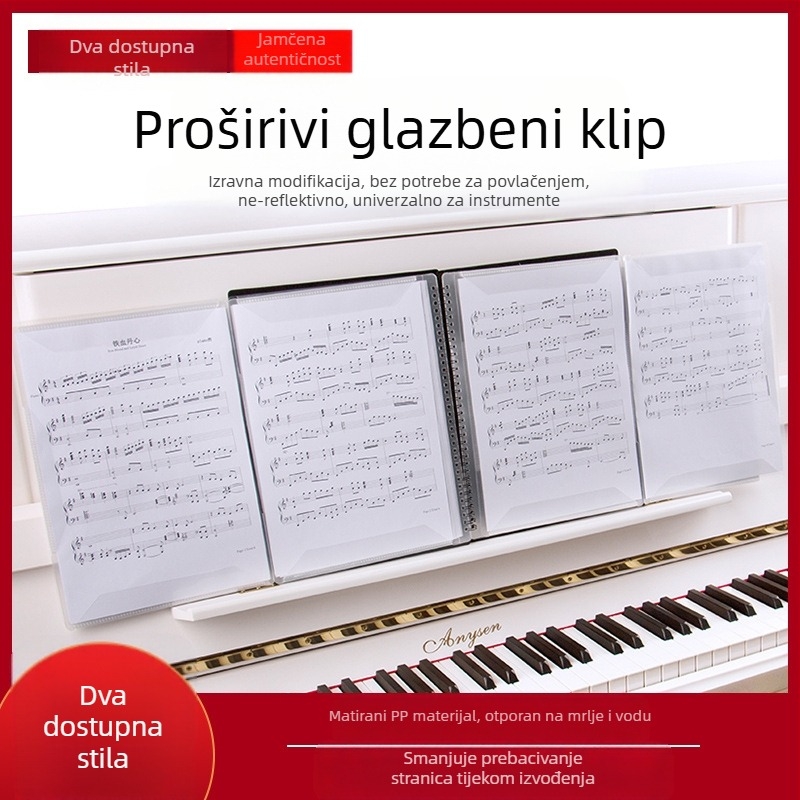 Folder za partiture klavira s prorezanim dizajnom, prilagodljiv, anti-refleksivan PP materijal, model FB-02