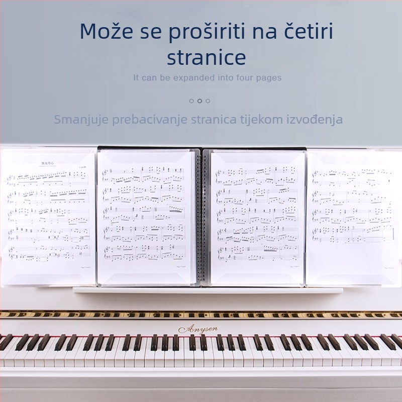 Folder za partiture klavira s prorezanim dizajnom, prilagodljiv, anti-refleksivan PP materijal, model FB-02