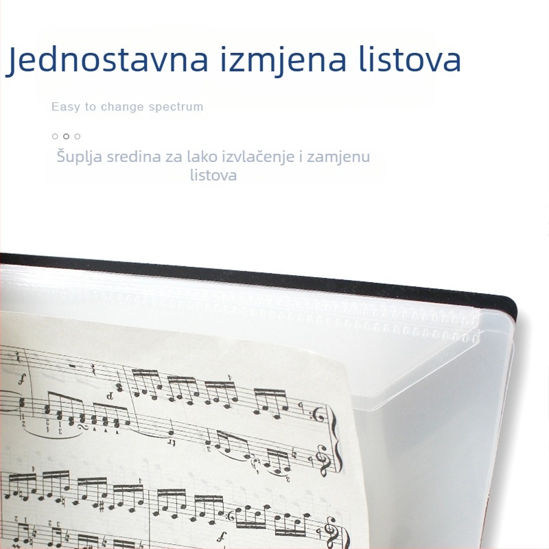 Folder za partiture klavira s prorezanim dizajnom, prilagodljiv, anti-refleksivan PP materijal, model FB-02