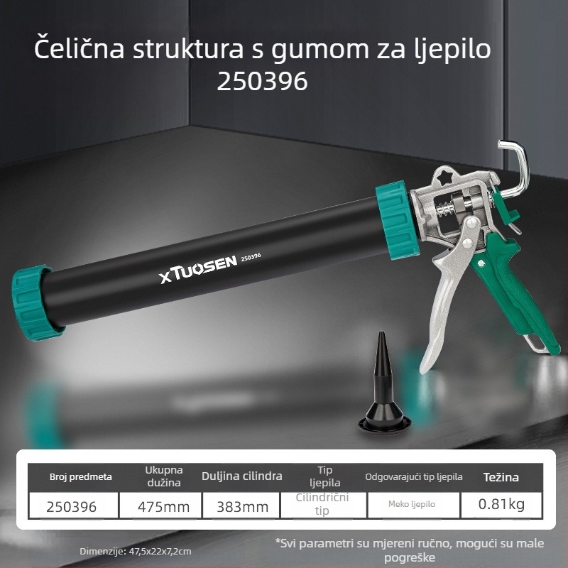 XTUOSEN Strukturni ljepilo pištol za spojeve vrata i prozora – polucilindrični dizajn, čvrsta gumena ručka, 0,81 kg