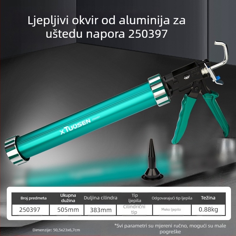 XTUOSEN Strukturni ljepilo pištol za spojeve vrata i prozora – polucilindrični dizajn, čvrsta gumena ručka, 0,81 kg