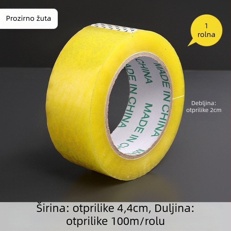 Yixin ljepljiva traka za zatvaranje kutija - prozirna, viskozna, široka traka za pakiranje; Duljina 2000 cm, Širina 4.38 cm, Debljina 3 cm
