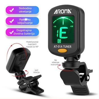 Arnoma AT-01A Univerzalni elektronički tuner s metronomom za gitaru, ukulele i violinu, promjenjiv ton