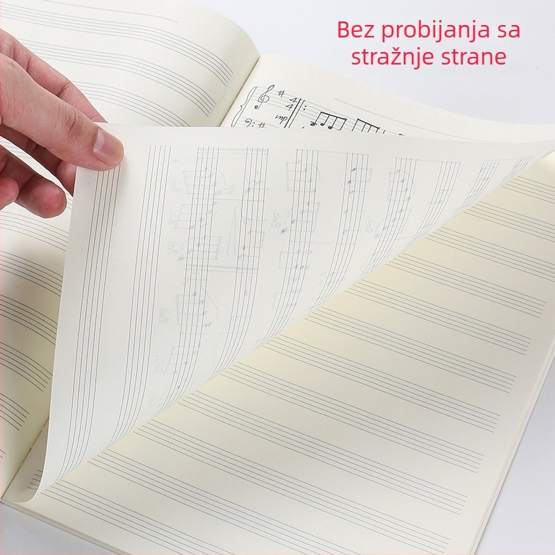 petolinijska bilježnica za note za klavir, vježbenička bilježnica, 16K, s teorijom glazbe
