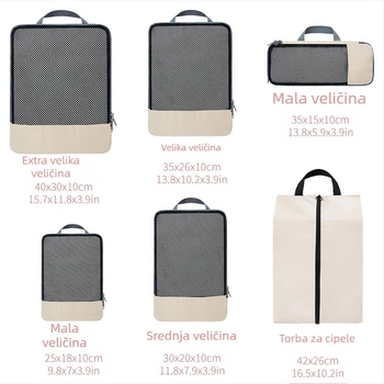 Putna torba za pohranu, 6-dijelni set, višestrukih veličina, Twill Oxford, višenamjenski organizator