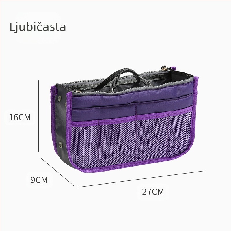 Kozmetička torbica model 111, kockastog oblika, od poliestera, s dvostrukim zatvaračem, višestruka namjena za putovanja