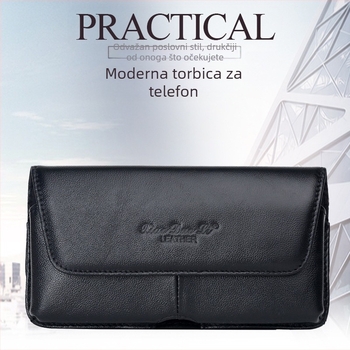 Muška kožna futrola za telefon na pojas, ultra-tanka, korejskog stila, koža prvog sloja tele, otvor s poklopcem, vertikalno-horizontalna silueta, Little Dolly